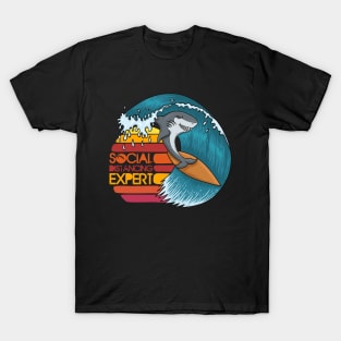 Social Distancing Expert - SURFER SHARK T-Shirt